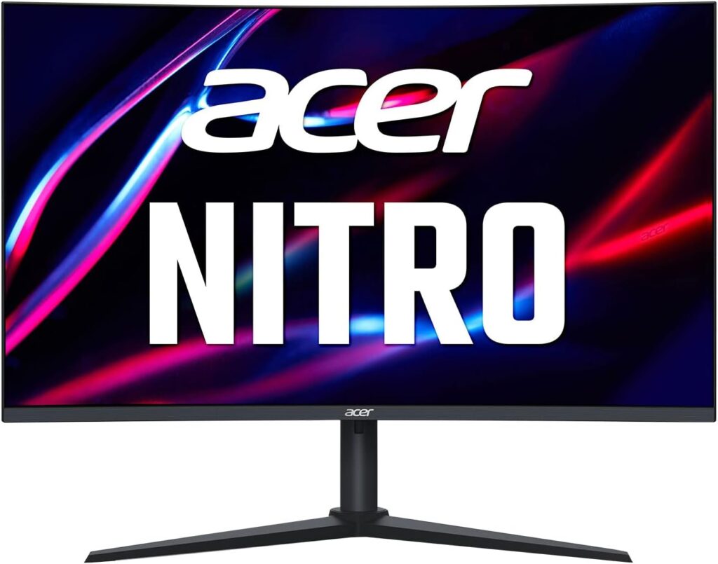 Acer Nitro 31.5 FHD 1920 x 1080 1500R Curved PC Gaming Monitor | AMD FreeSync | 75Hz Refresh | 1ms VRB | VESA Mountable | Height, Tilt, Swivel Adjustable | 1 x HDMI 1.4 Port  VGA | XZ320QR bih,Black