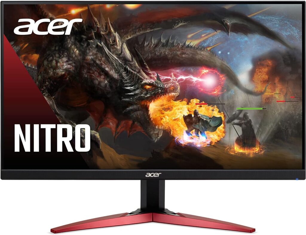 Acer Nitro KG241Y Sbiip 23.8” Full HD (1920 x 1080) VA Gaming Monitor | AMD FreeSync Premium Technology | 165Hz Refresh Rate | 1ms (VRB) | ZeroFrame Design | 1 x Display Port 1.2  2 x HDMI 2.0