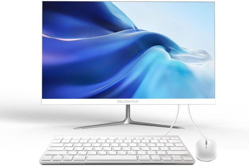 All-in-One Desktop Computer, 24 FHD Intel N5095 Quad-Core Windows 11, 8GB RAM, 512GB SSD, Wired Keyboard  Mouse, RGB Speaker, White (N5095/8G/512G)