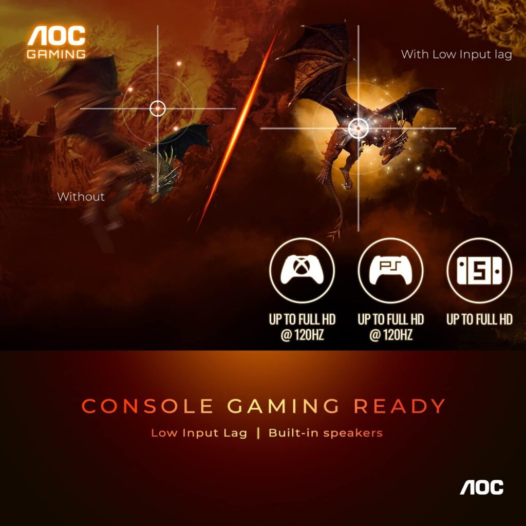 AOC C27G2Z 27 Curved Frameless Ultra-Fast Gaming Monitor, FHD 1080p, 0.5ms 240Hz, FreeSync, HDMI/DP/VGA, Height Adjustable, 3-Year Zero Dead Pixel Guarantee, Black, Xbox PS5 Switch