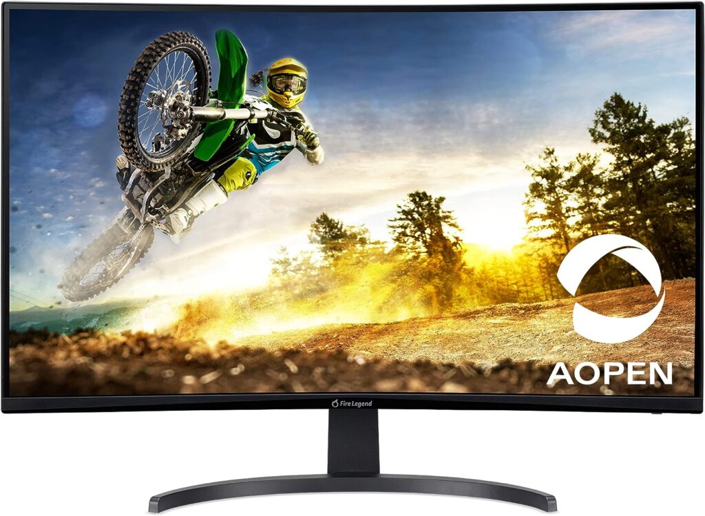 AOPEN 32HC5QR Sbiipx 31.5” Full HD (1920 x 1080) 1500R Curved Gaming Monitor | AMD FreeSync Premium Technology | 165Hz Refresh Rate | 1ms T.V.R | VESA Mountable | Tilt Adjustable | Display Port  HDMI