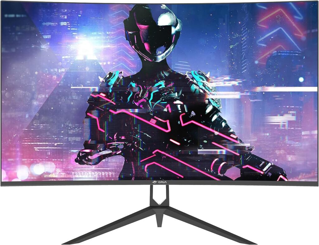 CRUA 27 Curved Gaming Monitor, QHD(2560x1440P)2K 144HZ 1800R 99%sRGB Professional Color Gamut Computer Monitor, 2msGTG with FreeSync, 3 Sides Frameless, Low Blue Light, VESA Mountable(HDMI,DP)-Black