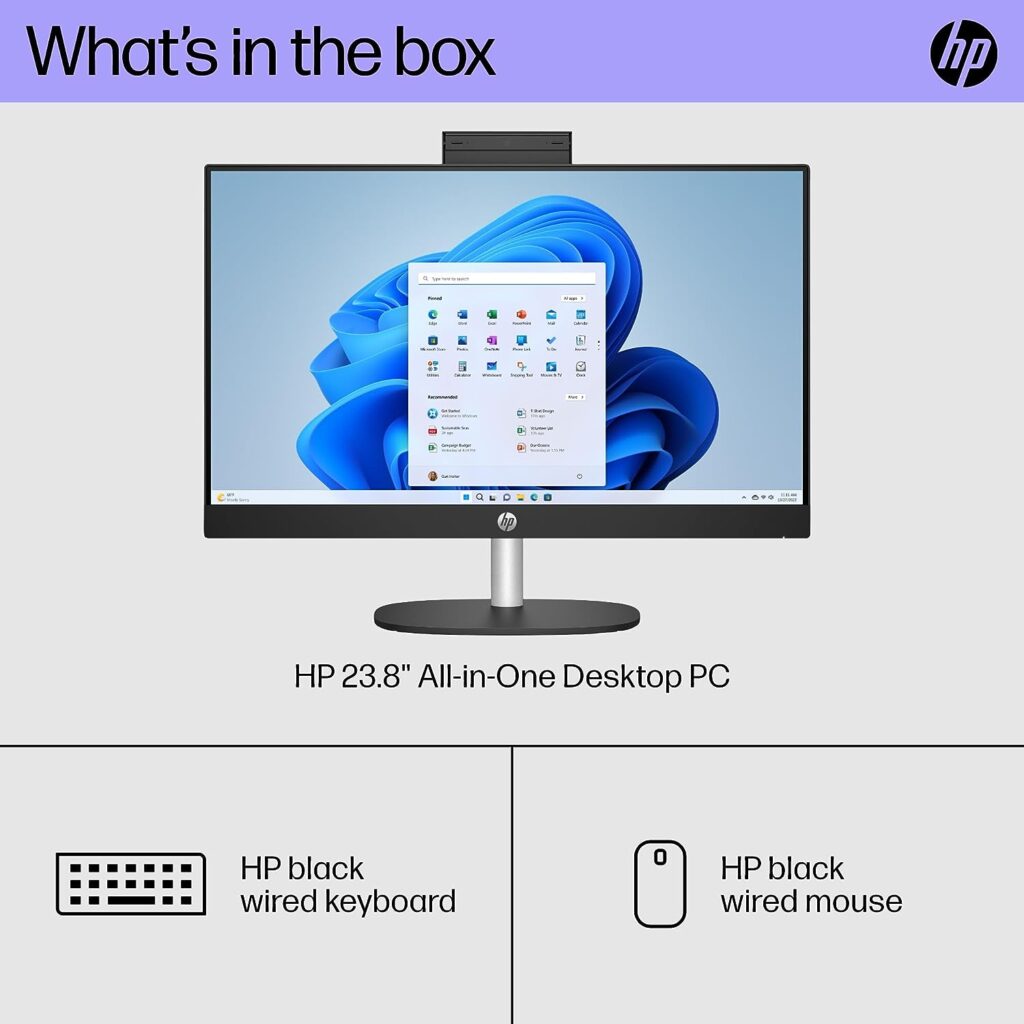 HP 23.8” All-in-One Desktop PC, Intel Celeron Processor J4025, 8 GB RAM, 256 GB SSD, Full HD Micro-Edge Display, Windows 11 Home, 720p Privacy Webcam, Wi-Fi and Bluetooth Combo (24-cb0010, 2022)
