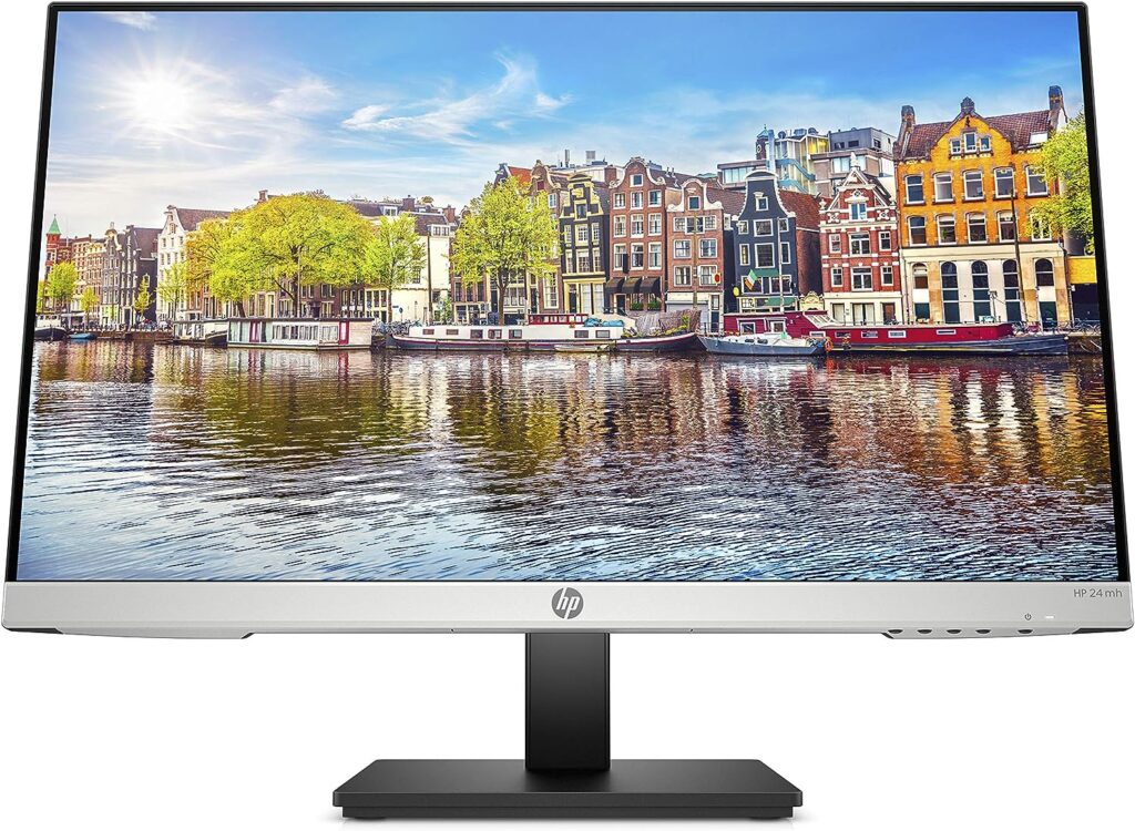 HP 24mh FHD Monitor - Computer Monitor with 23.8-Inch IPS Display (1080p) - Built-In Speakers and VESA Mounting - Height/Tilt Adjustment for Ergonomic Viewing - HDMI and DisplayPort - (1D0J9AA#ABA)