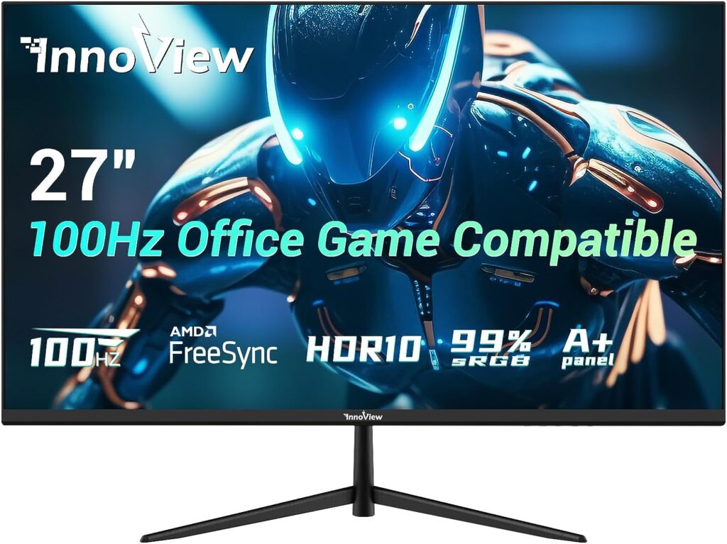 InnoView 27 Inch FHD 100HZ Eyes Care Built-in Speakers Frameless 4000:1 Contrast Ratio Ultra Thin Bezel Professional Computer Gaming Monitor