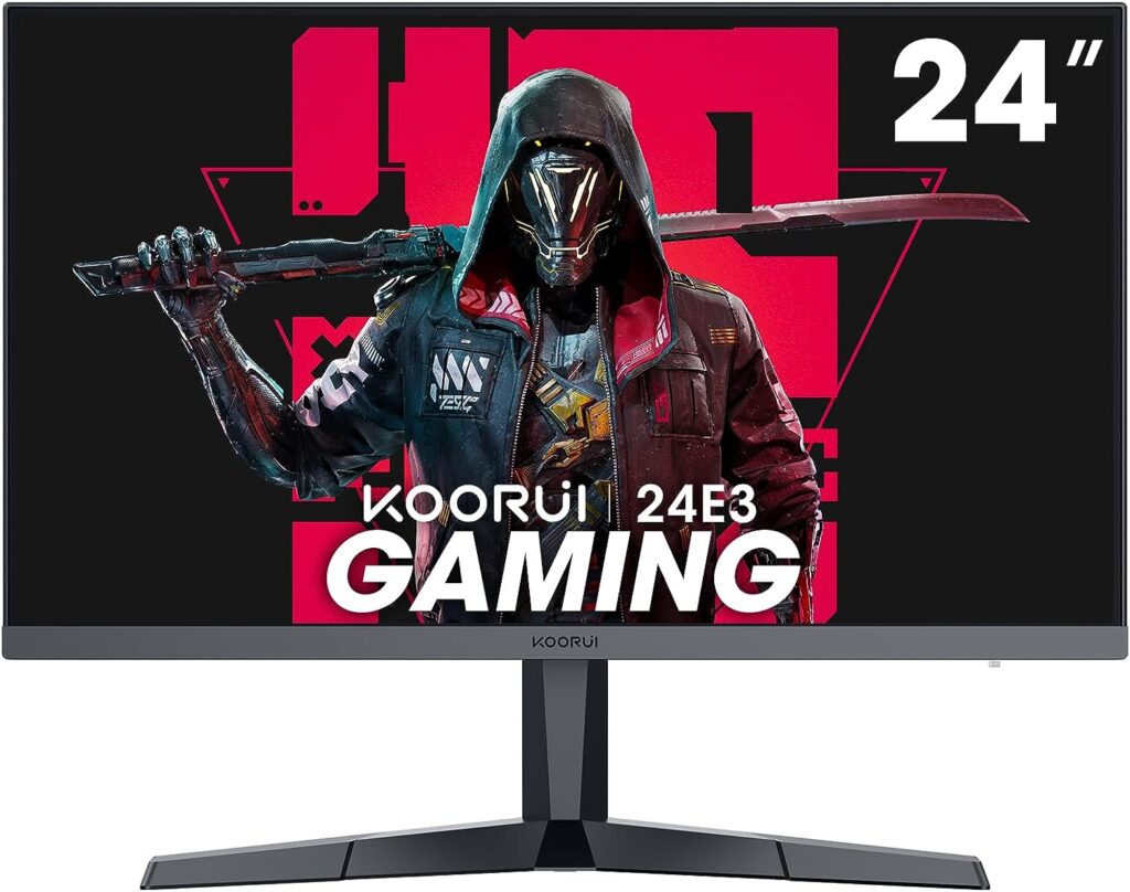 KOORUI 24 Inch Gaming Monitor, 165Hz IPS 1080p 1ms Adaptive Sync, Frameless, HDMI, DisplayPort, Tilt Adjustable, Eye Care, VESA Wall Mount， Black