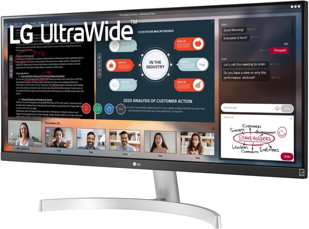 LG UltraWide WFHD 29-Inch FHD 1080p Computer Monitor 29WN600-W, IPS with HDR 10 Compatibility, Silver