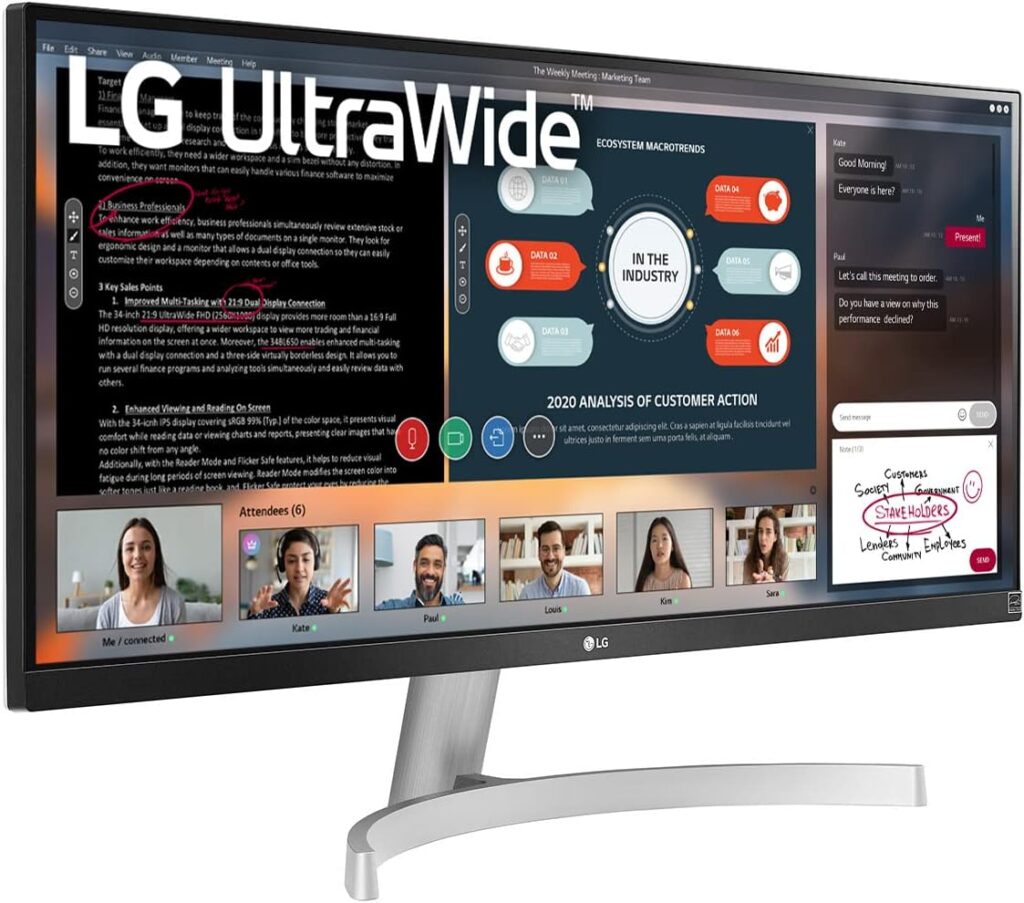 LG UltraWide WFHD 29-Inch FHD 1080p Computer Monitor 29WN600-W, IPS with HDR 10 Compatibility, Silver