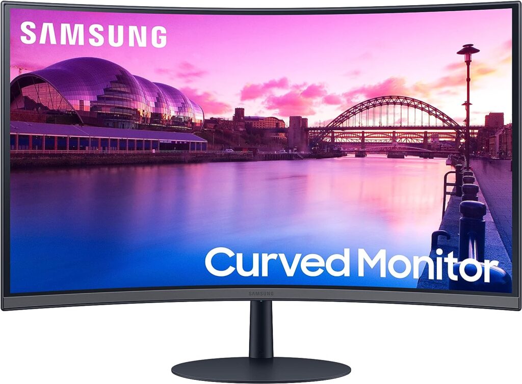 SAMSUNG 32-Inch S39C Series FHD Curved Gaming Monitor, 75Hz, AMD FreeSync, Game Mode, Advanced Eye Comfort, Frameless Display, Built in Speakers, Slim Metal Stand, LS32C392EANXGO, 2023, Black