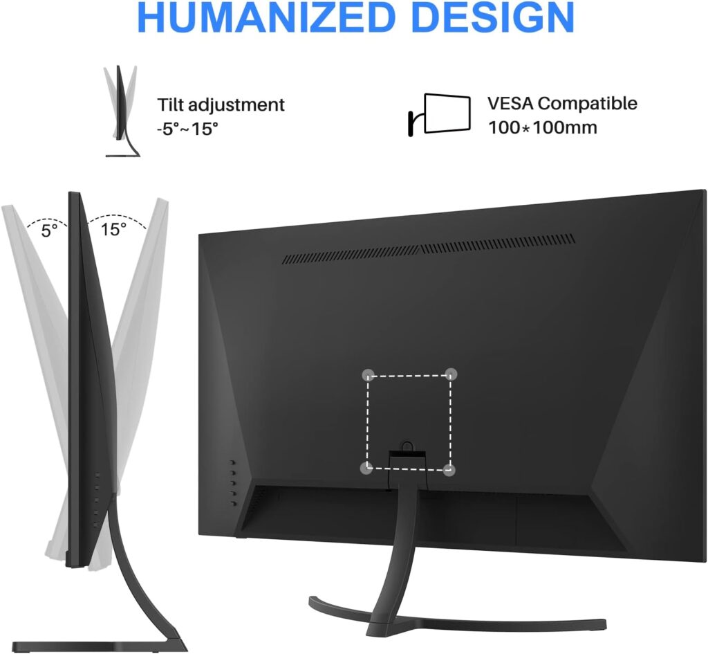 SANSUI Monitor 27 inch FHD 1080p 75Hz USB Type-C Computer Monitor HDMI VGA Built-in Speakers Headphone Eye Care VESA Compatible for Home Office(ES-27F1 Type-C Cable  HDMI Cable Included)