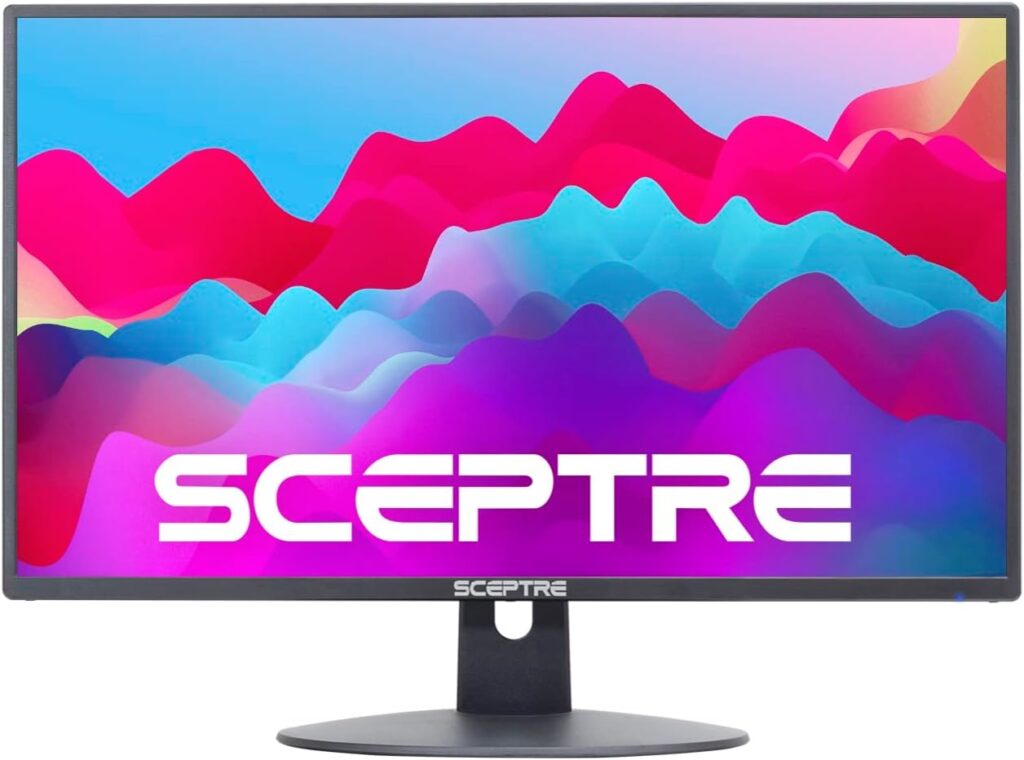 Sceptre 22 inch 75Hz 1080P LED Monitor 99% sRGB HDMI X2 VGA Build-In Speakers, Machine Black (E225W-19203R series)