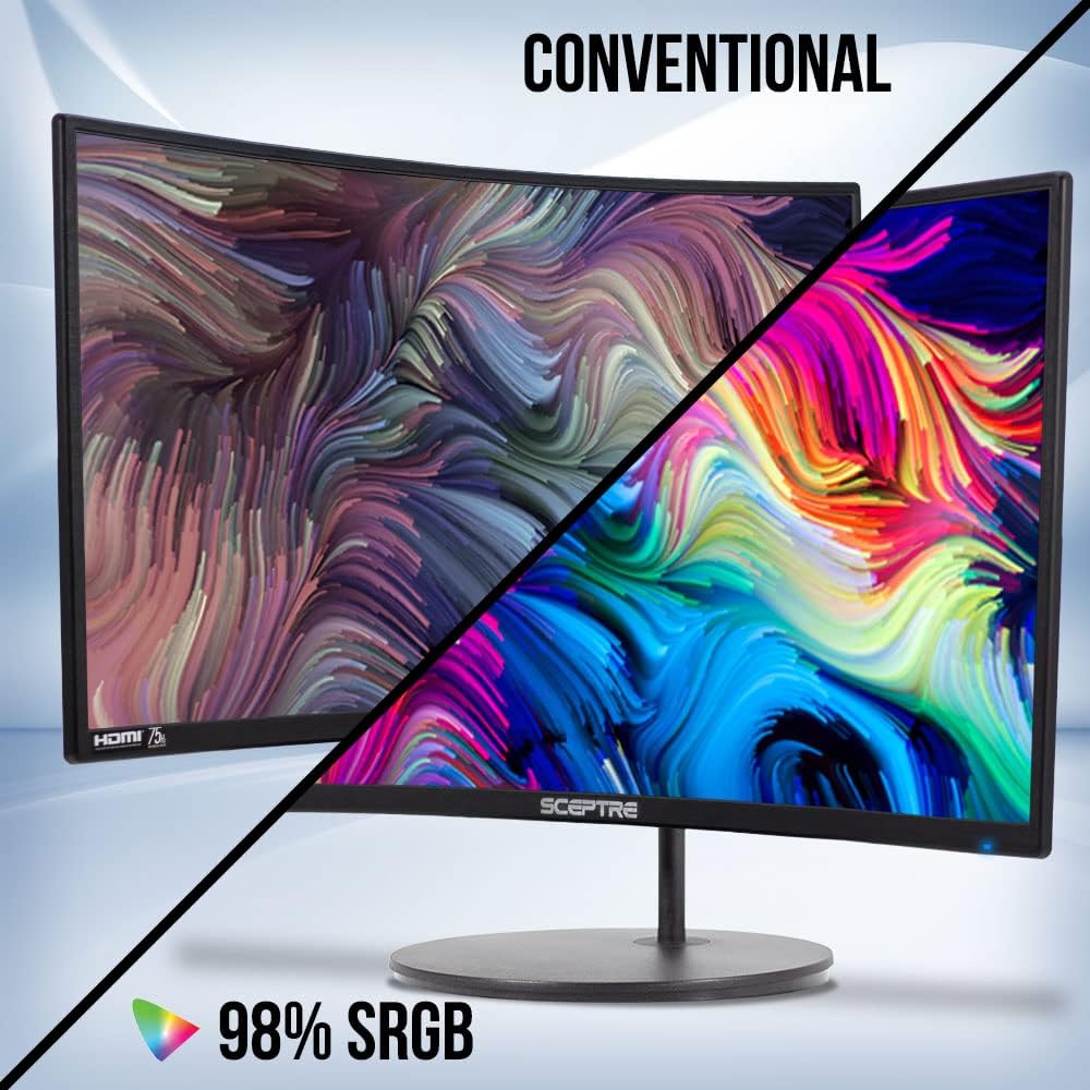 Sceptre Curved 27 FHD 1080p 75Hz LED Monitor HDMI VGA Build-In Speakers, EDGE-LESS Metal Black 2019 (C275W-1920RN)