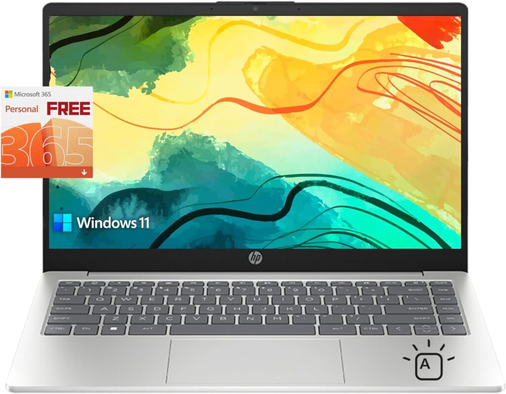 HP 14 IPS FHD Display Laptop, 16GB Memory, 1TB Storage, Backlit Keyboard, Intel Quad-Core Processor Up to 3.7GHz, Type-C, Fast Charge, Microsoft 365 1-Year Included Windows 11S with Accessories