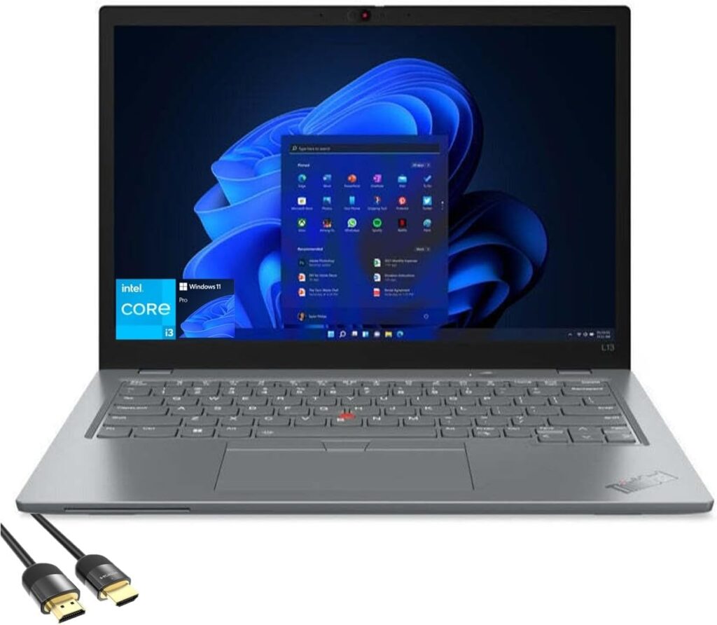 Lenovo ThinkPad L13 Gen 3 Laptop, 13.3 WUXGA IPS, 12th Gen Intel 6-Core i3-1215U (Beat i7-1165G7), 8GB RAM, 256GB PCIe 4.0, WiFi6, Webcam, Thunderbolt 4, Backlit Keyboard, PDG HDMI Cable, Win 11 Pro
