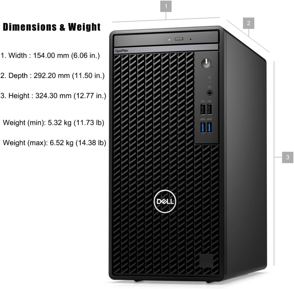 Dell OptiPlex 7010 7000 Tower Business Desktop Computer, 12th Gen Intel Hexa-Core i5-12500 (Beat i7-11700), 32GB DDR4 RAM, 1TB PCIe SSD, DVDRW, WiFi Adapter, Ethernet, KB and Mouse, Windows 11 Pro