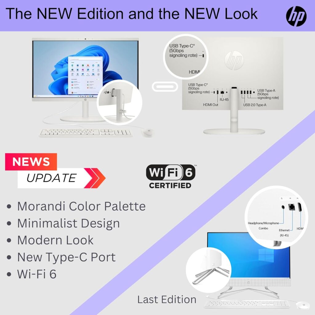 HP 22 All-in-One Desktop PC • The New Version and Look • 12 Month Microsoft Office • 40GB RAM • 1TB Storage (512GB SSD and 512GB External) • FHD Display • Intel Celeron Processor • Windows 11 Home