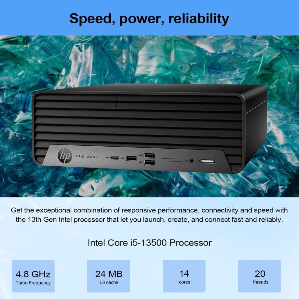 HP ProDesk 400 G9 Small Form Factor Desktop, 13th Gen Intel 14-Core i5-13500 (Beats i7-12700), 32GB RAM, 1TB SSD, Wi-Fi 6, HDMI, Type-C, DP, Support 4K, Wired Keyboard and Mouse, Windows 11 Pro