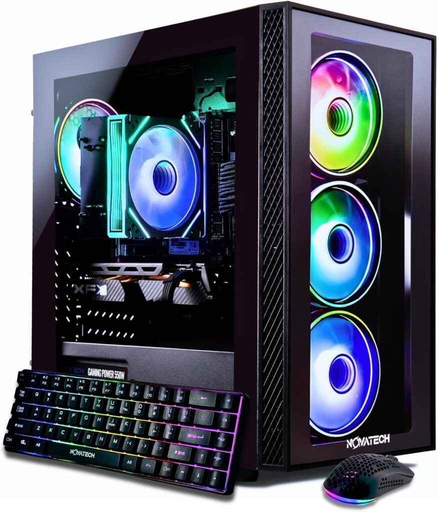 NOVATECH Phantom - Prebuilt Gaming PC Desktop Computer - RX580 8GB - Intel Xeon i7 3.5GHz - 16GB RAM - 512GB M.2 SSD WiFi/BT, Win 11 Pro - Gaming Computer Tower - Pre Built PC Gaming - 1 Year Warranty